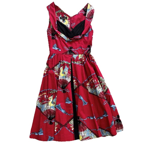 Trashy Diva Dresses & Skirts - TRASHY DIVA HONEY BABY DRESS IN RED FANS SIZE 6 RETRO PIN UP ROCKABILLY 50s